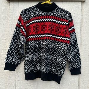 Vintage American Pride Sz Large Sweater Blue Snowflake White USA made